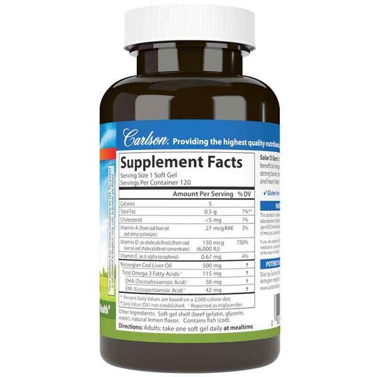 Solar D Gems 6000 IU Vitamin D3 + Omega 3s with Natural Lemon Flavor, CL